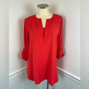 CHICO’S Orangish Red Lightweight Long Sleeve Tunic Top | Size 1 (Small 8/10)